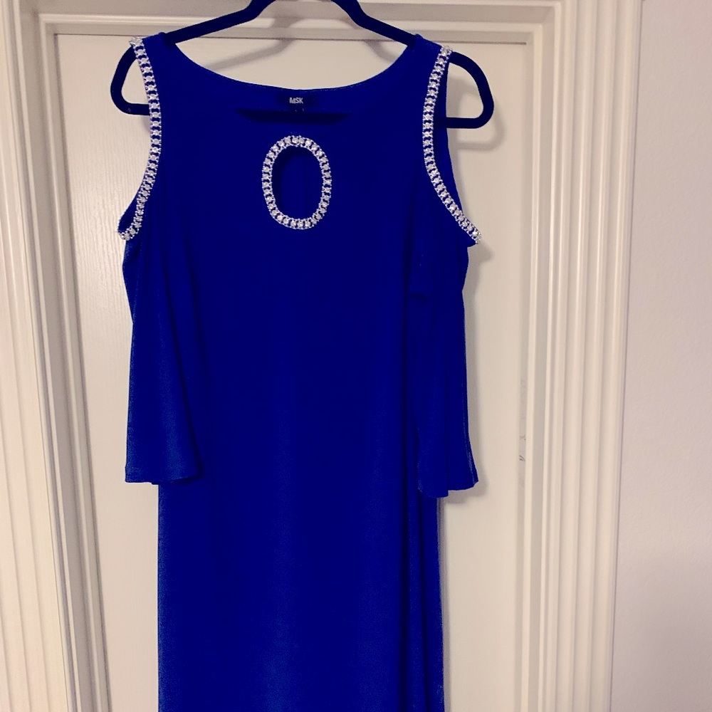 MSK blue cold shoulder dress